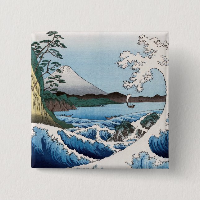 Utagawa Hiroshige - Sea off Satta, Suruga Province Knapp (Framsida)