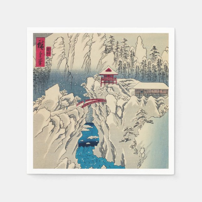 Utagawa Hiroshige - Snö på berget Haruna Pappersservett (Framsidan)