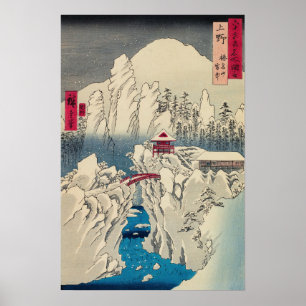 Utagawa Hiroshige - Snö på berget Haruna Poster