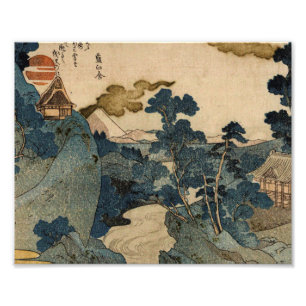 Utagawa Kuniyoshi - An Evening View of Fuji Fototryck