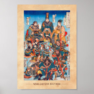 Utagawa Kuniyoshi legendariska Suikoden hjältar Poster