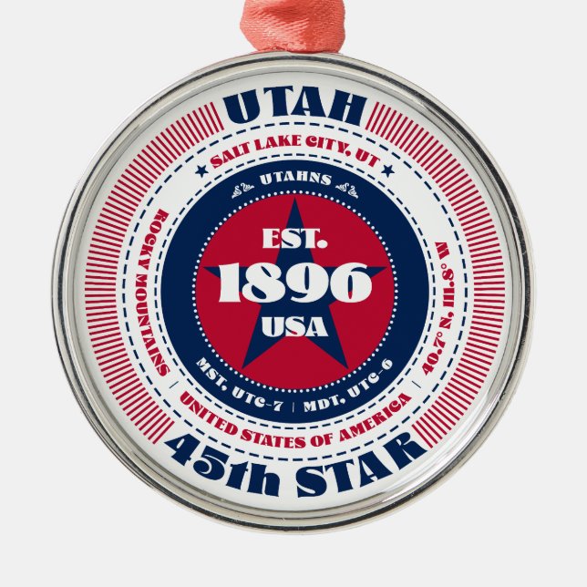 Utah 45:e julgransprydnad metall (Framsidan)