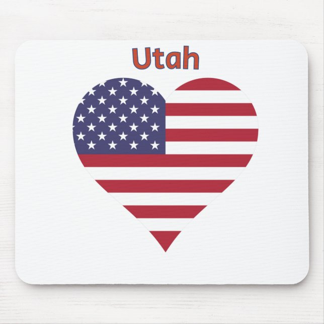 Utah American Flagga Heart Musmatta (Framsidan)