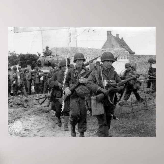 Utah Beach D-Day Troops Frankrike Världskrig II Poster (Framsidan)