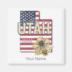 Utah Bee United Stater Retro Karta Vintage USA Magnet