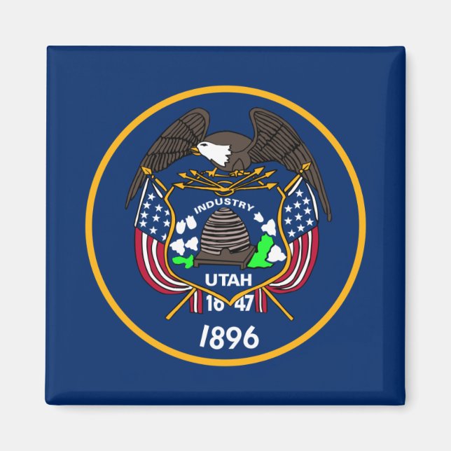 Utah Beehive State Industry Flagga Magnet (Framsidan)