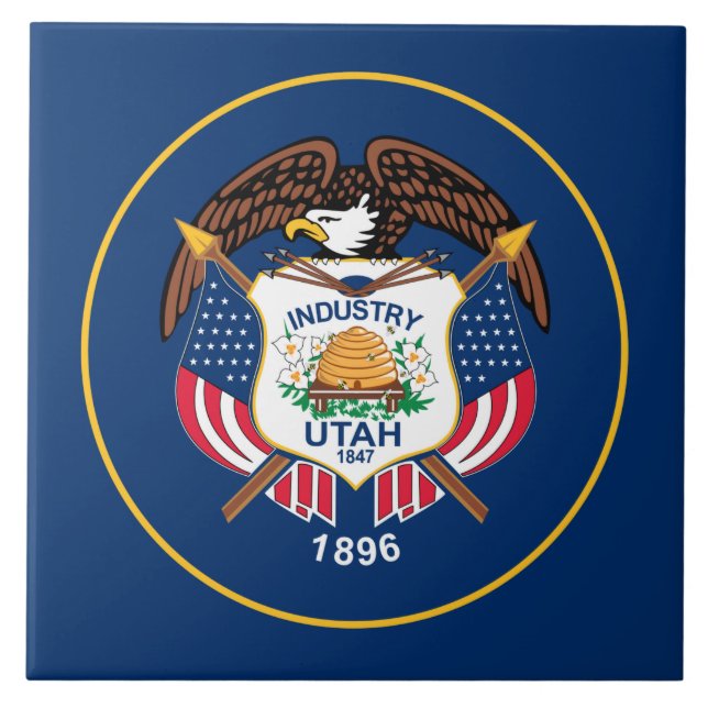 Utah: Beehive State US Flagga, Industry Kakelplatta (Framsidan)
