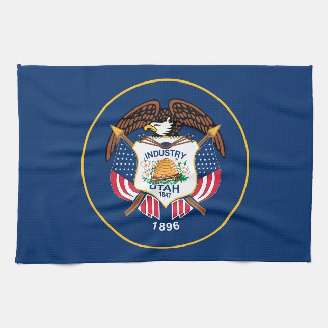 Utah: Beehive State US Flagga, Industry Kökshandduk (Horisontell)