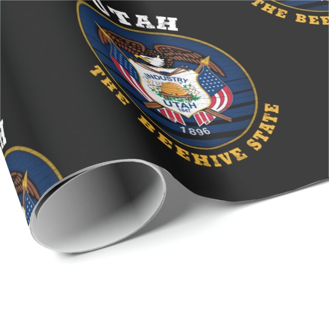 UTAH BEEHIVE STATFLAGG PRESENTPAPPER (Rullad Hörn)