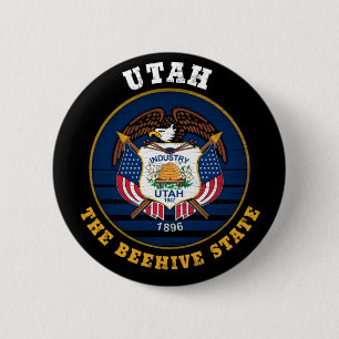 UTAH BEEHIVE STATLIG FLAGGA KNAPP