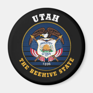 UTAH BEEHIVE STATLIG FLAGGA MAGNET