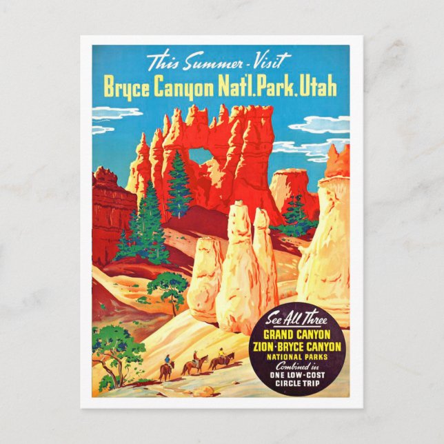 Utah, Bryce canyon nationalpark, vintage resa Vykort (Framsida)