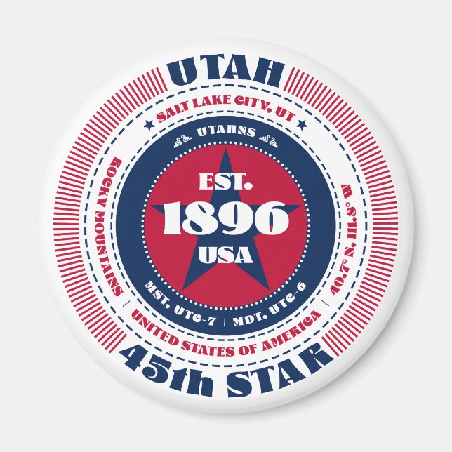Utah Circle Typography Souvenir Magnet (Framsidan)
