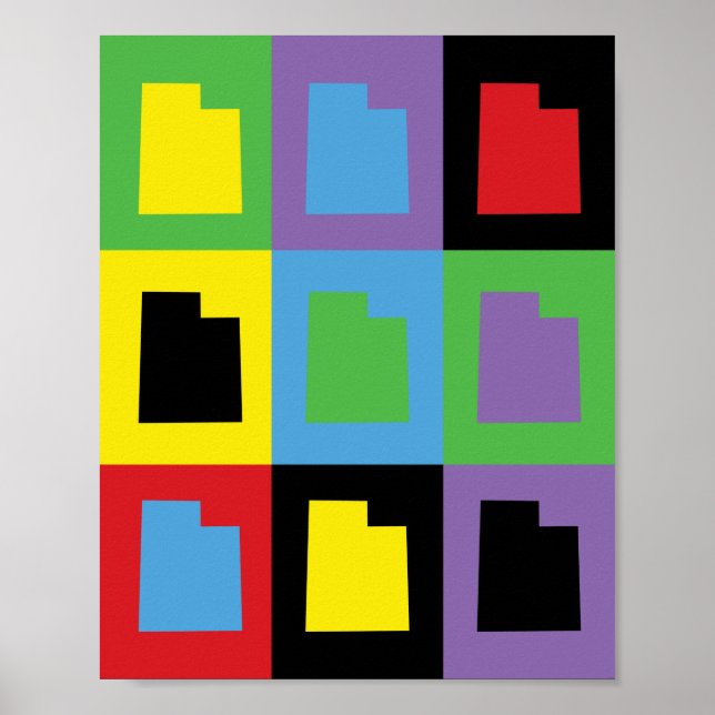 Utah Colorful Pop Art State kontur Mönster Poster (Framsidan)