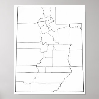 Utah Countys tom kontur Karta Poster