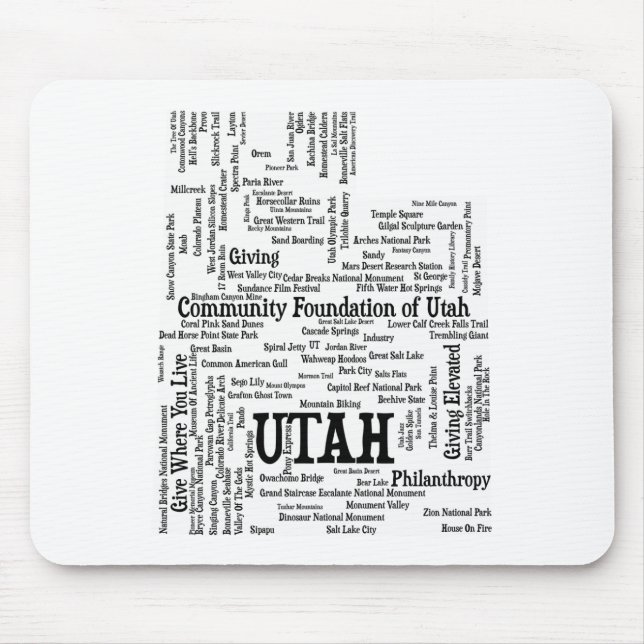 Utah Customized Ord Cloud Mouse Pad - Black Text Musmatta (Framsidan)