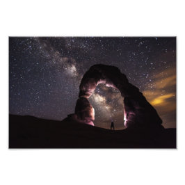 Utah Delikat Arch night stars milky way liggande Fototryck