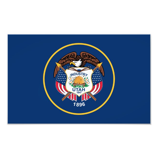 Utah delstatsflagga fototryck (Framsidan)
