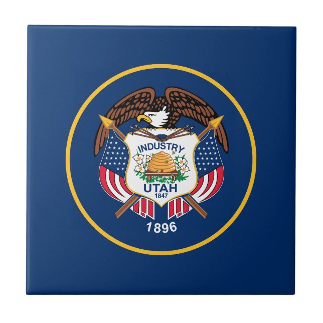 Utah delstatsflagga kakelplatta (Framsidan)