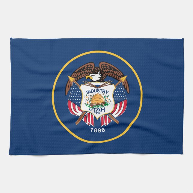 Utah delstatsflagga kökshandduk (Horisontell)