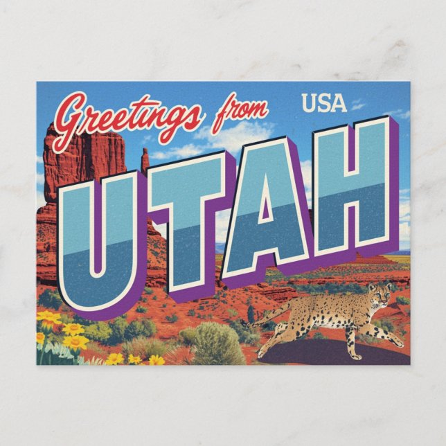 Utah Desert Bobcat Monument Valley Vykort (Framsida)