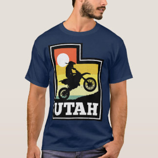 Utah Dirt Bike Vintage Sunset State Shape T Shirt