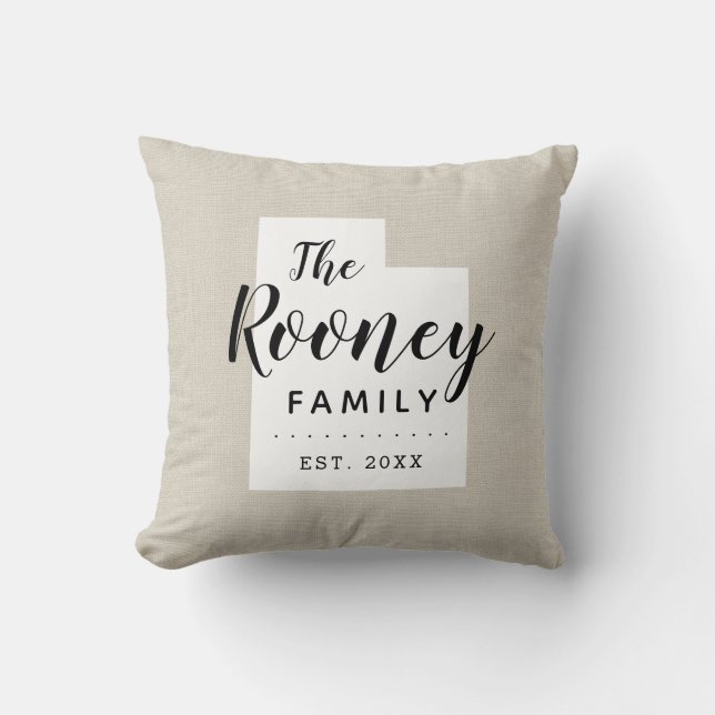 Utah Family Monogram State Dekorativ kudde (Framsida)