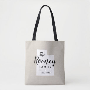 Utah Family Monogram State Tote Bag Tygkasse