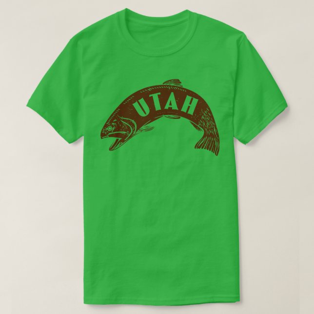 Utah Fish Wordmark Brown T Shirt (Design framsida)