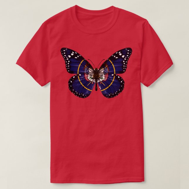 Utah Flagga Butterfly Gift for Utahn from Utah UT T Shirt (Design framsida)