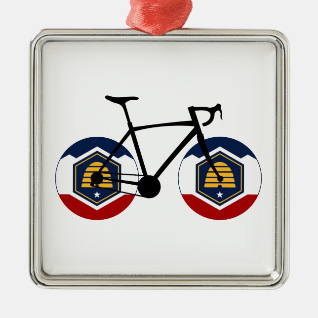Utah Flagga Cycling Julgransprydnad Metall (Framsidan)