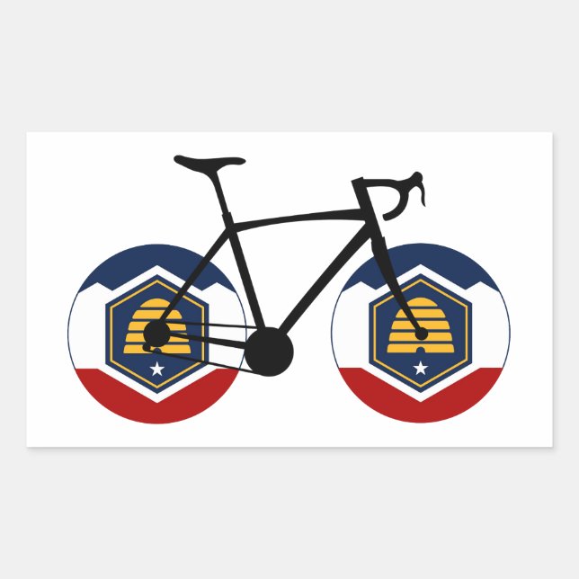 Utah Flagga Cycling Rektangulärt Klistermärke (Framsida)