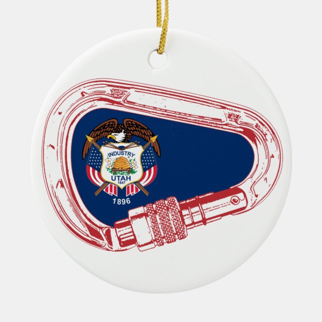 Utah Flagga klätting Carabiner Julgransprydnad Keramik (Framsidan)