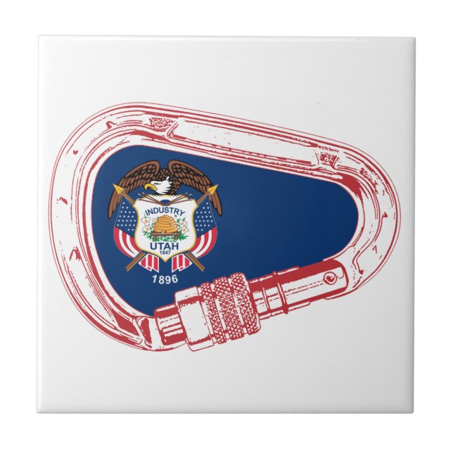 Utah Flagga klätting Carabiner Kakelplatta (Framsidan)