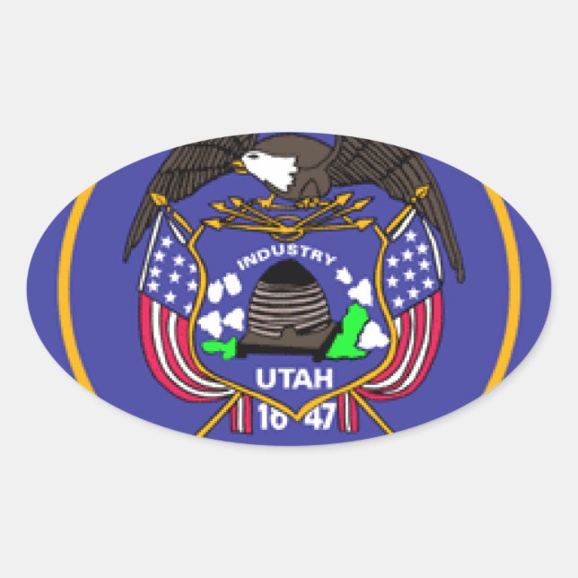 Utah Flagga Ovalt Klistermärke (Framsida)
