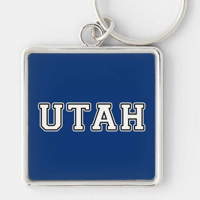 Utah Fyrkantig Silverfärgad Nyckelring (Framsidan)