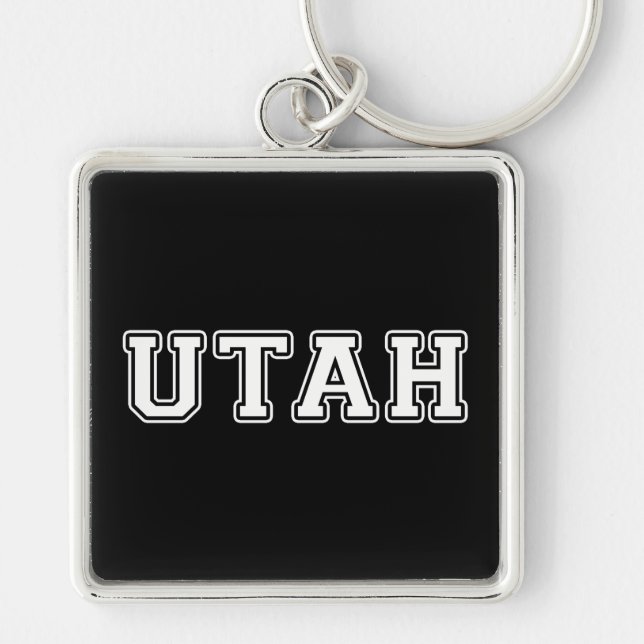 Utah Fyrkantig Silverfärgad Nyckelring (Framsidan)