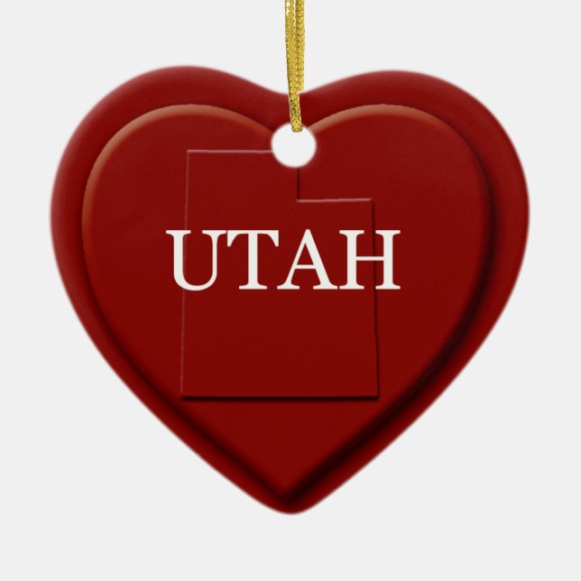 Utah Heart Karta jul Ornamet Julgransprydnad Keramik (Framsidan)