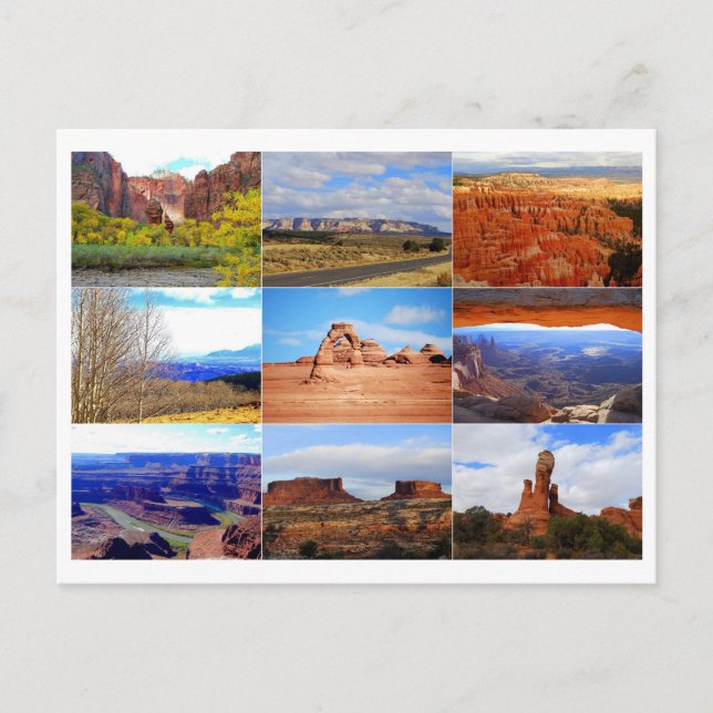 Utah Icon Collage Postcard Vykort (Framsida)