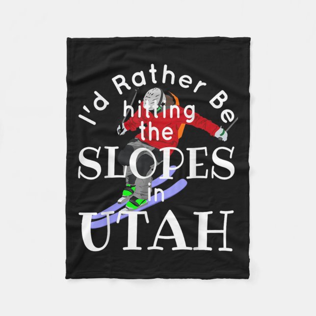 Utah-ID:t är att vänta på Slopes Funny Skiing Fleecefilt (Framsidan)