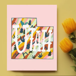 Utah Illustrated Karta Vykort