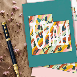 Utah Illustrated Karta Vykort