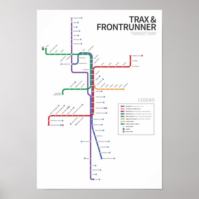 Utah-järnvägstransitering Karta Poster (Framsidan)