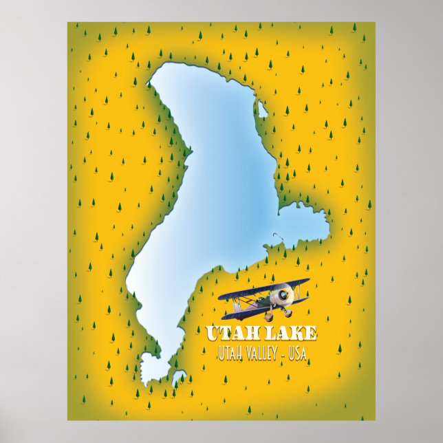 Utah Lake, Utah Valley kart resa affisch. Poster (Framsidan)