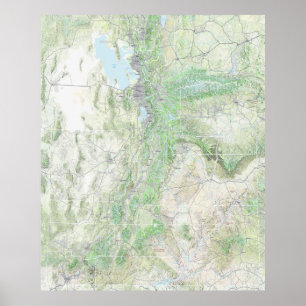 Utah liggande (karta) poster