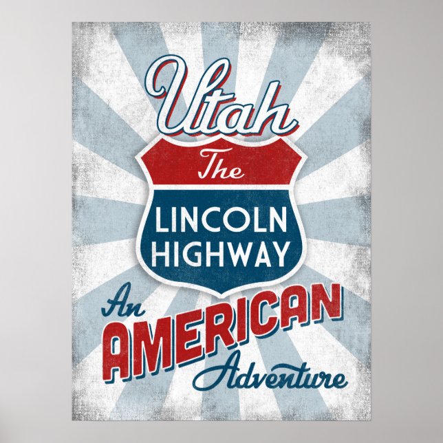 Utah Lincoln Highway Vintage America Poster (Framsidan)