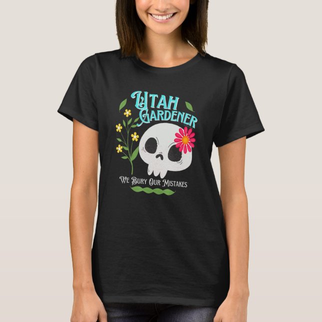 Utah men rebellious Gardener Cute Skull Flowe T Shirt (Framsida)