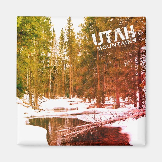 Utah Mountain Winter liggande Magnet (Framsidan)