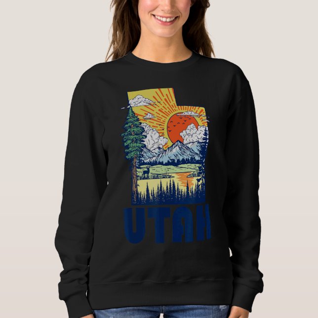 Utah Nature & Outdoor State Pride Mountains & Tre T Shirt (Framsida)