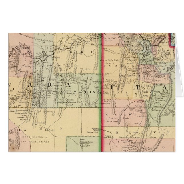 Utah, Nevada Karta av Mitchell Hälsningskort (Framsidan Horizontal)
